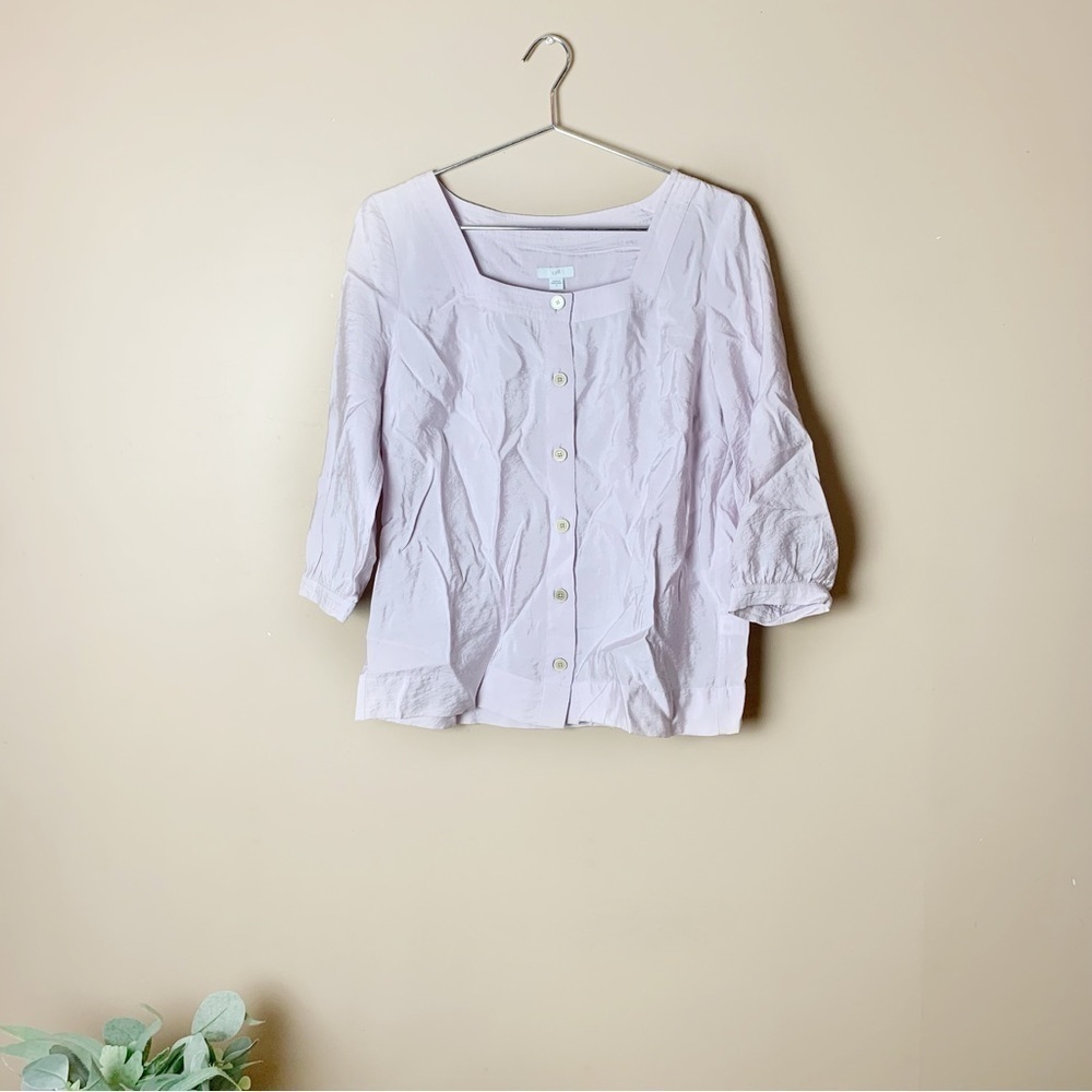 [J. Jill] Lavender Purple Square Neck Button Down Top